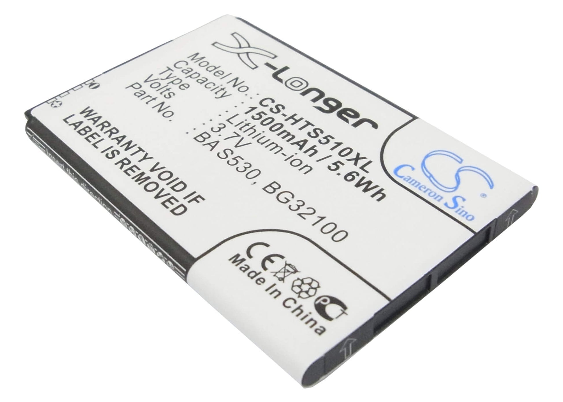 3.7V, 1500mAh, Li-ion Battery fits Htc, Bliss, C510, 5.55Wh