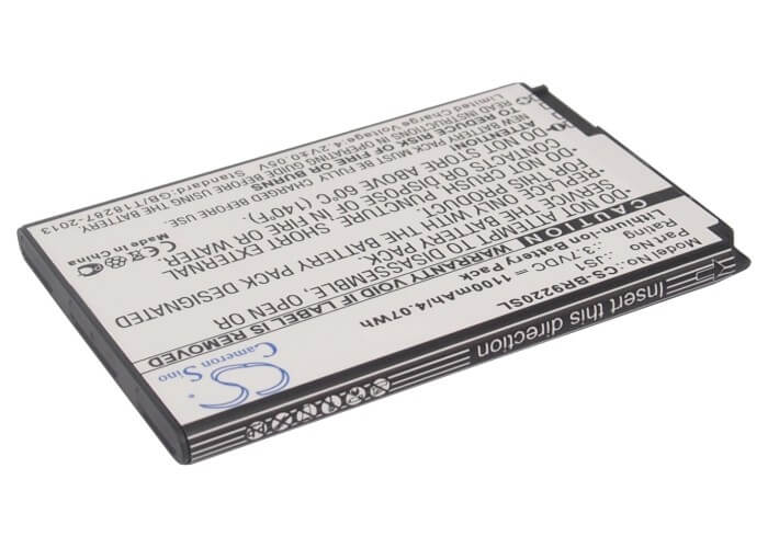 3.7V, 1100mAh, Li-ion Battery fits Blackberry, Curve 9220, Curve 9230, 4.07Wh