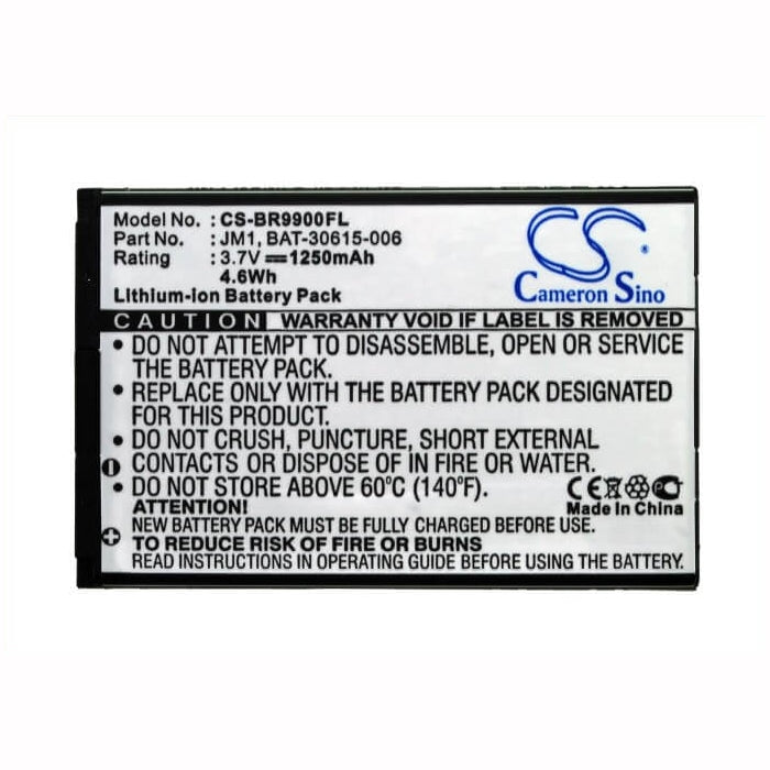 3.7V, 1250mAh, Li-ion Battery fits Blackberry, Bellagio, Bold 9790, 4.625Wh