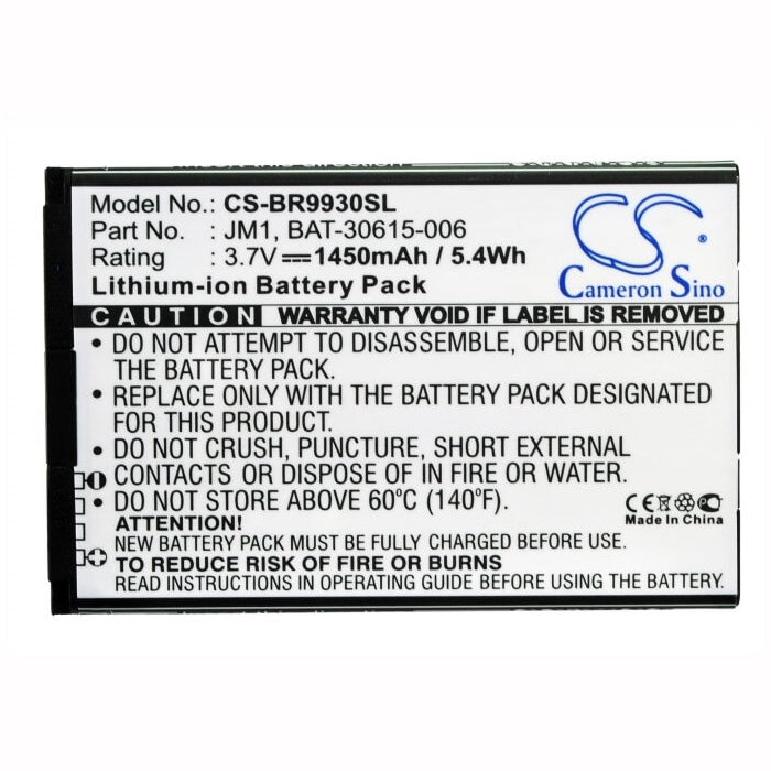 3.7V, 1450mAh, Li-ion Battery fits Blackberry, Bold 9900, Bold 9930, 5.365Wh