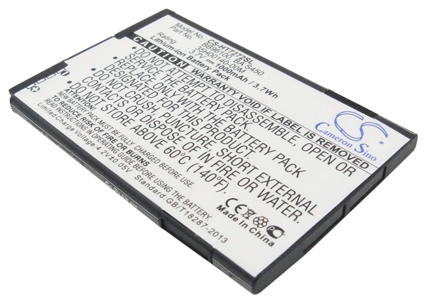 3.7V, 1000mAh, Li-ion Battery fits Htc, 7 Mozart, A315c, 3.7Wh