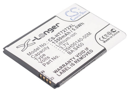3.7V, 1350mAh, Li-ion Battery fits T-mobile, G2, 4.995Wh