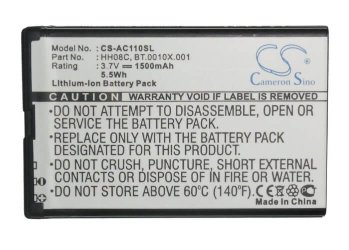 3.7V, 1500mAh, Li-ion Battery fits Viewsonic, V350, 5.55Wh