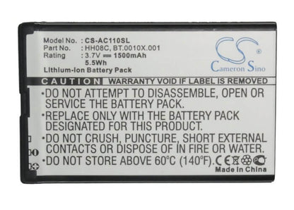 3.7V, 1500mAh, Li-ion Battery fits Viewsonic, V350, 5.55Wh