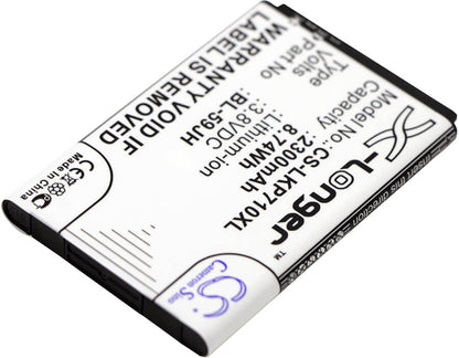 3.8V, 2300mAh, Li-ion Battery fits Lg, As870, D500, 8.74Wh