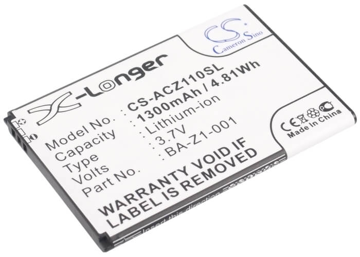 3.7V, 1300mAh, Li-ion Battery fits Acer, Liquid Z110 Dou, Liquid Z120, 4.81Wh