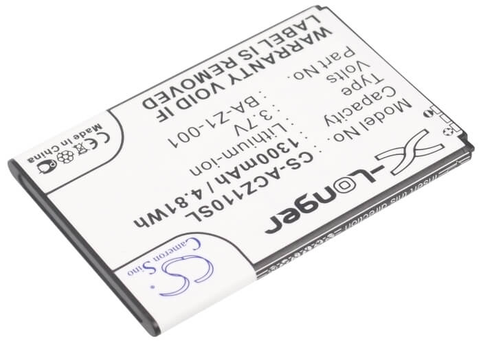 3.7V, 1300mAh, Li-ion Battery fits Acer, Liquid Z110 Dou, Liquid Z120, 4.81Wh