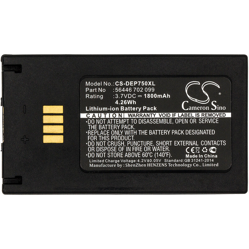 3.7V, 1800mAh, Li-ion Battery fits Spare, 1128 Uhf Reader, 6.66Wh