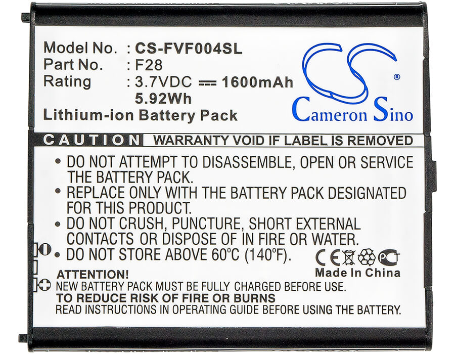 3.7V, 1600mAh, Li-ion Battery fits Fujitsu, Arrows V, Arrows V F-04e, 5.92Wh
