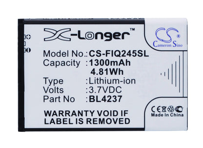 3.7V, 1300mAh, Li-ion Battery fits Fly, Iq245, Iq245 Wizard, 4.81Wh
