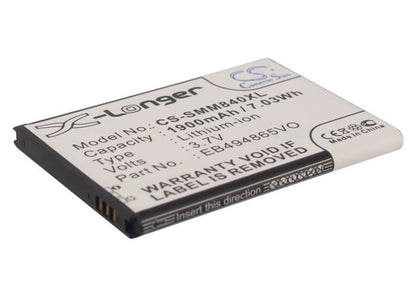 3.7V, 1900mAh, Li-ion Battery fits Samsung, Galaxy Prevail 2, Galaxy Prevail Ii, 7.03Wh
