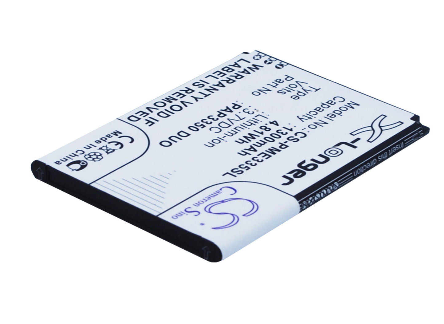 3.7V, 1300mAh, Li-ion Battery fits Prestigio, Multiphone 3350 Duo, 4.81Wh