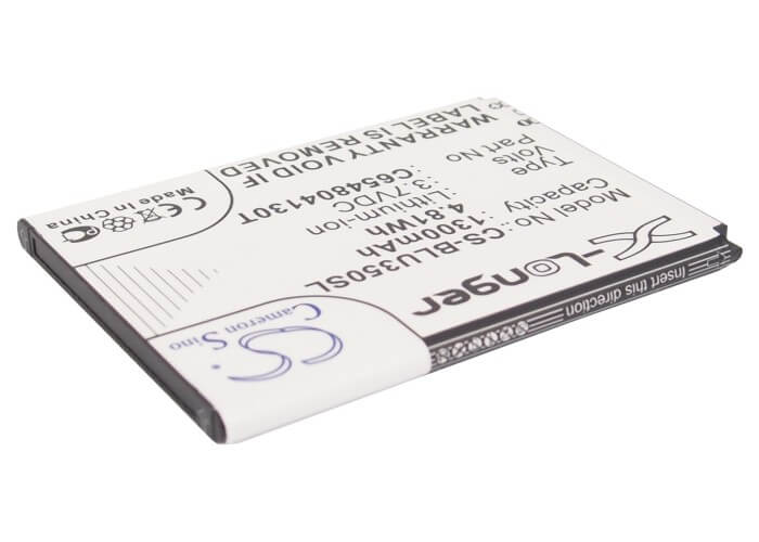 3.7V, 1300mAH, Li-ion Battery fits Blu, D170, Dash 3.5, 4.81Wh
