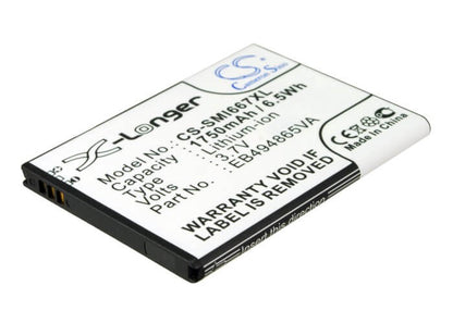 3.7V, 1750mAh, Li-ion Battery fits Samsung, Focus 2, Sgh-i667, 6.475Wh