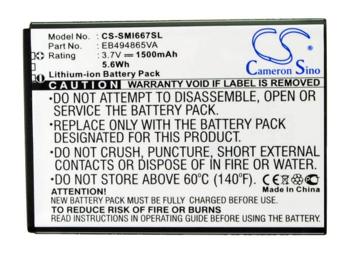 3.7V, 1500mAh, Li-ion Battery fits Samsung, Focus 2, Galaxy Rush, 5.55Wh