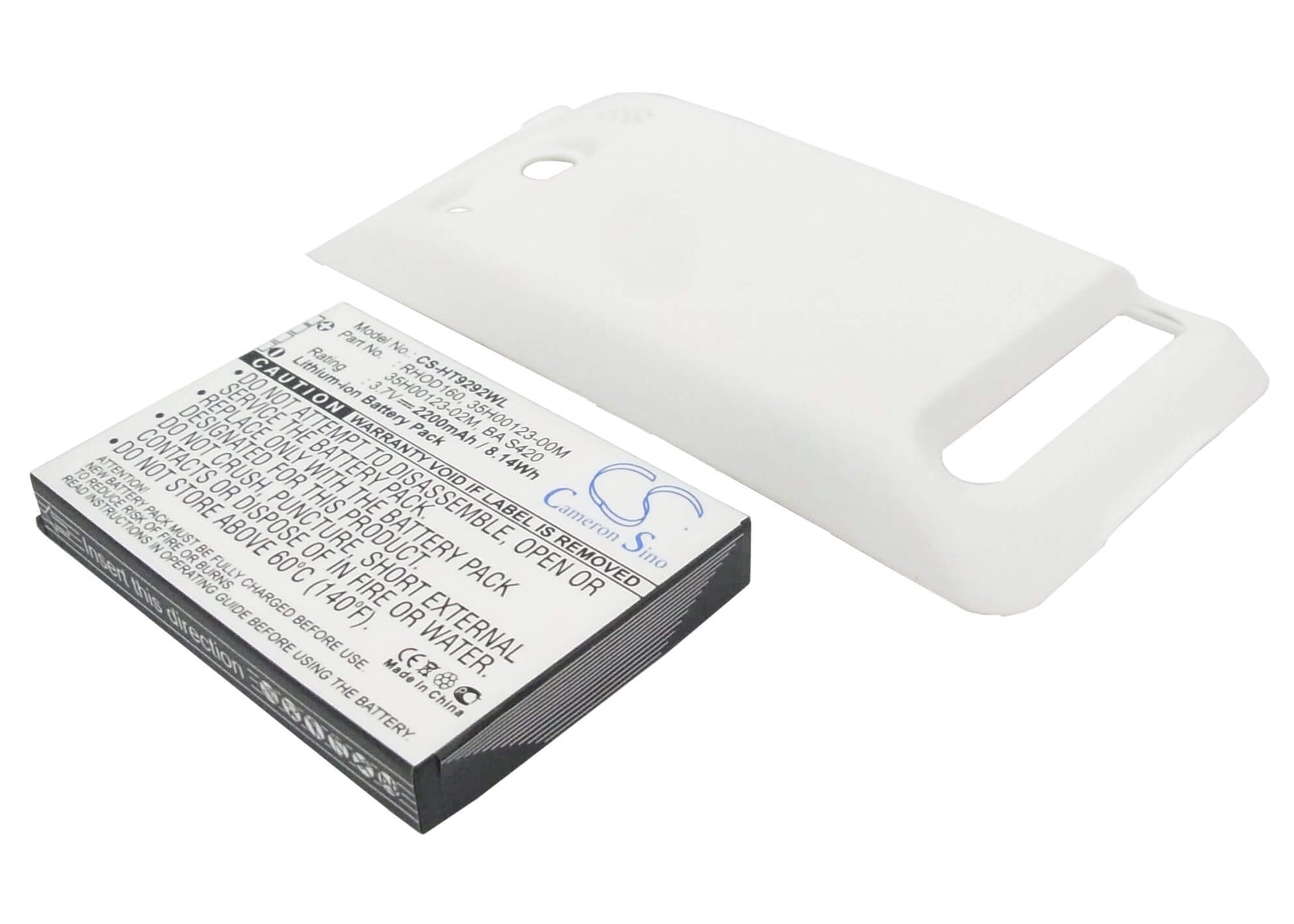 White, 3.7V, 2200mAh, Li-ion Battery fits Htc, A9292, Evo 4g, 8.14Wh