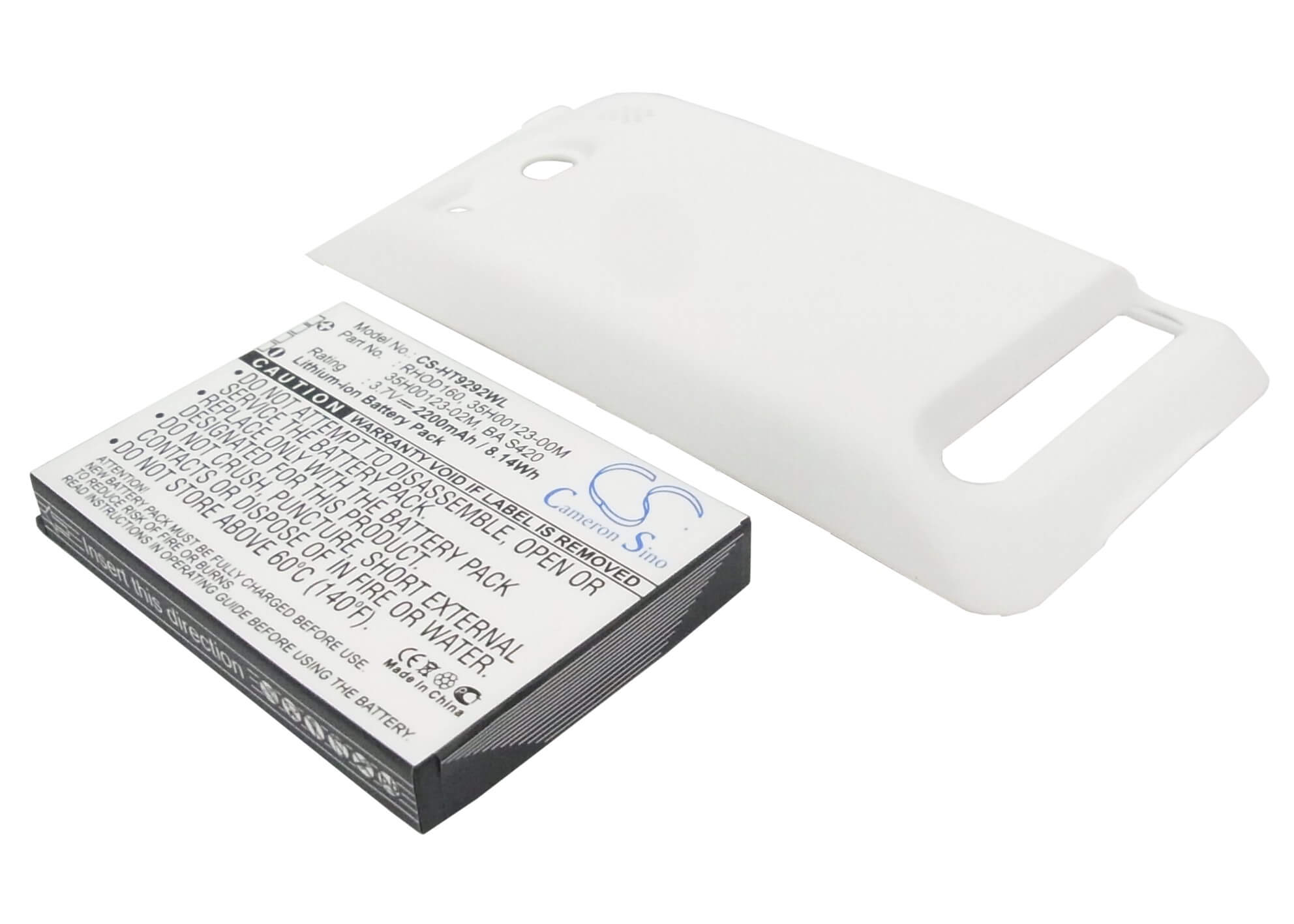 White, 3.7V, 2200mAh, Li-ion Battery fits Htc, A9292, Evo 4g, 8.14Wh