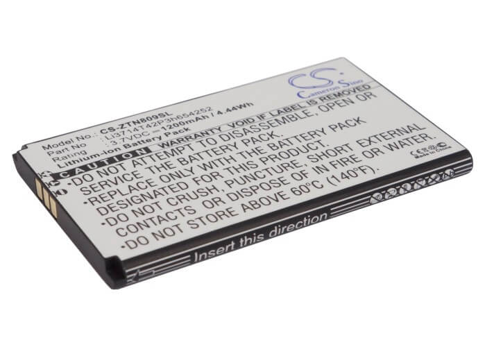 3.7V, 1200mAh, Li-ion Battery fits Zte, U809, V809, 4.44Wh