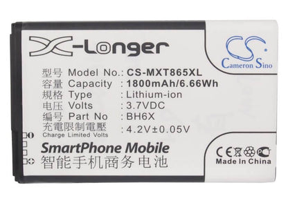 3.7V, 1800mAh, Li-ion Battery fits Verizon, Bionic 4g Lte, 6.66Wh