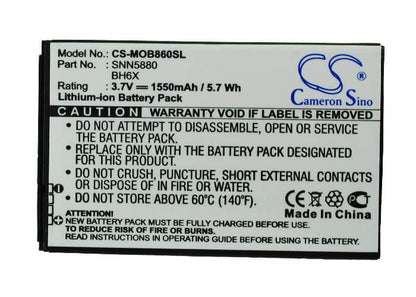 3.7V, 1550mAh, Li-ion Battery fits Verizon, Bionic 4g Lte, 5.735Wh