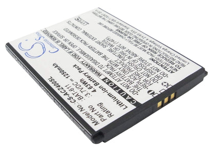3.7V, 1250mAh, Li-ion Battery fits Acer, Liquid Z4, Z140, 4.625Wh