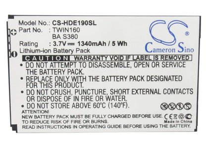 3.7V, 1340mAh, Li-ion Battery fits Sprint, Hero, 4.958Wh