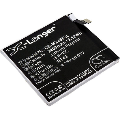 3.8V, 2400mAh, Li-Polymer Battery fits Meizu, K456m, K52, 9.12Wh