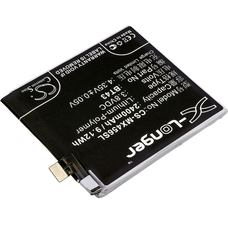 3.8V, 2400mAh, Li-Polymer Battery fits Meizu, K456m, K52, 9.12Wh