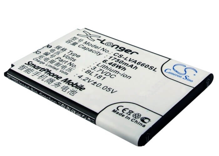 3.7V, 1750mAh, Li-ion Battery fits Lenovo, A66t, 6.475Wh
