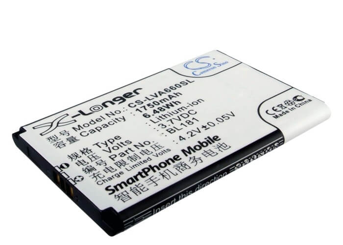 3.7V, 1750mAh, Li-ion Battery fits Lenovo, A66t, 6.475Wh