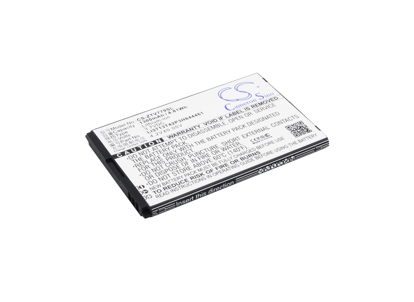 3.7V, 1300mAh, Li-ion Battery fits Zte, Dtac Joey Jump 2, V779, 4.81Wh