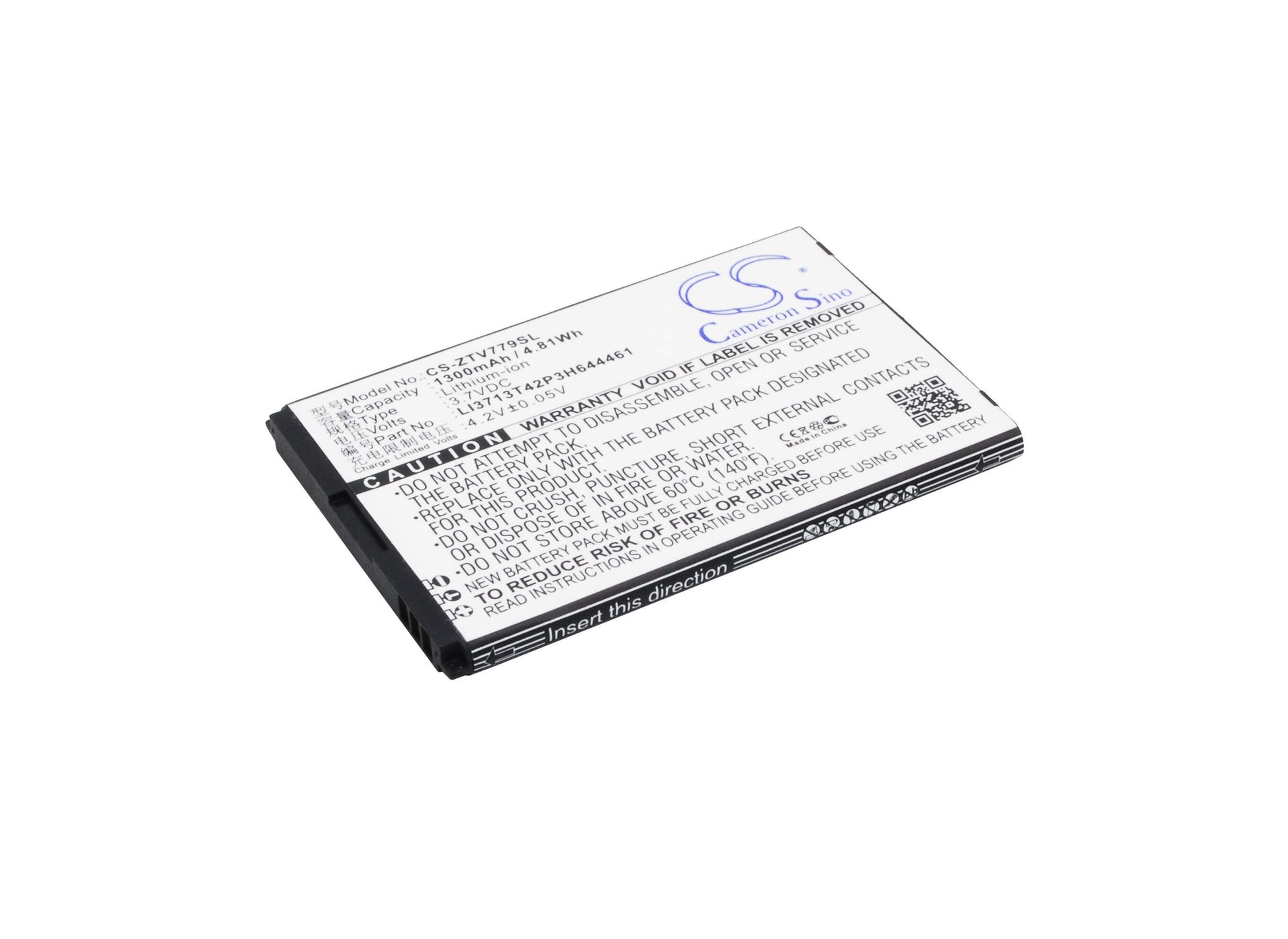 3.7V, 1300mAh, Li-ion Battery fits Zte, Dtac Joey Jump 2, V779, 4.81Wh