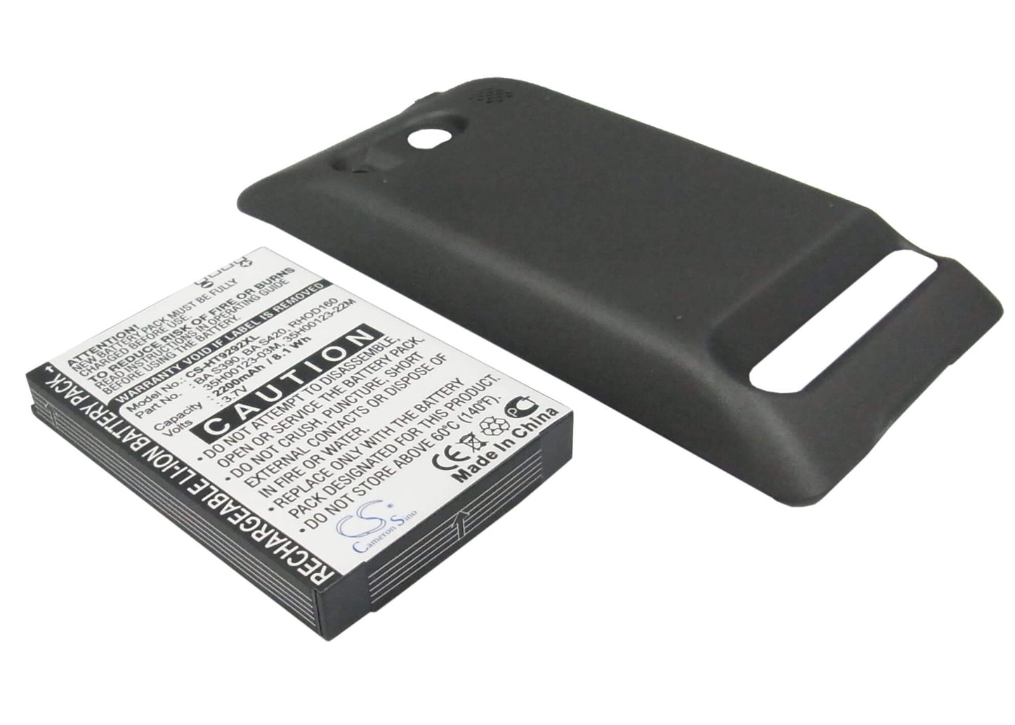 Black, 3.7V, 2200mAh, Li-ion Battery fits Htc, A9292, Evo 4g, 8.14Wh