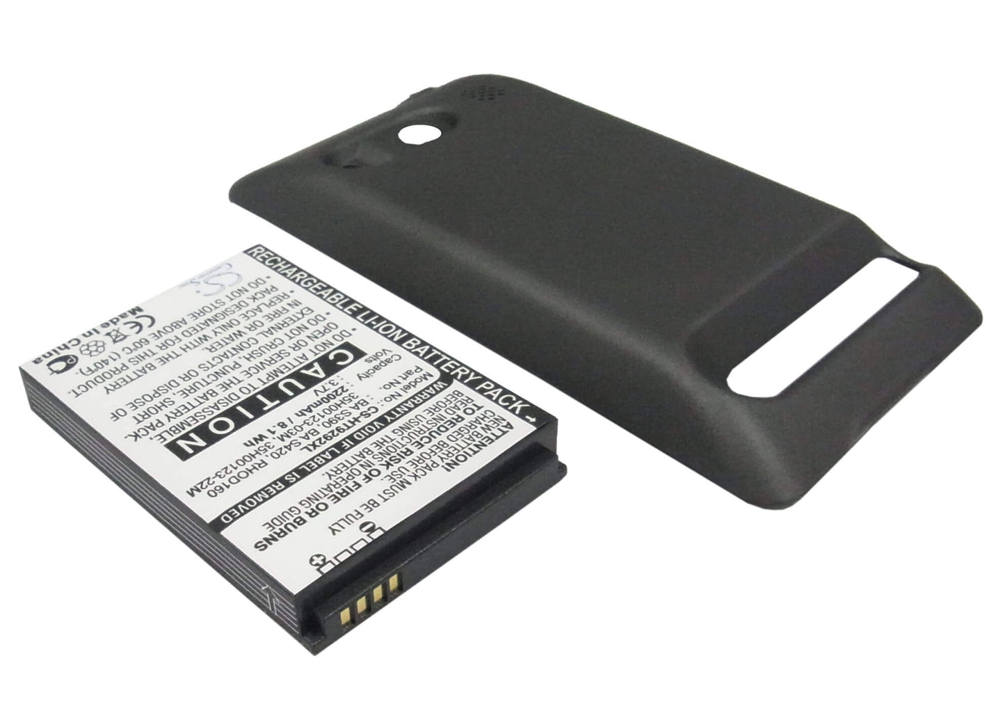 Black, 3.7V, 2200mAh, Li-ion Battery fits Htc, A9292, Evo 4g, 8.14Wh