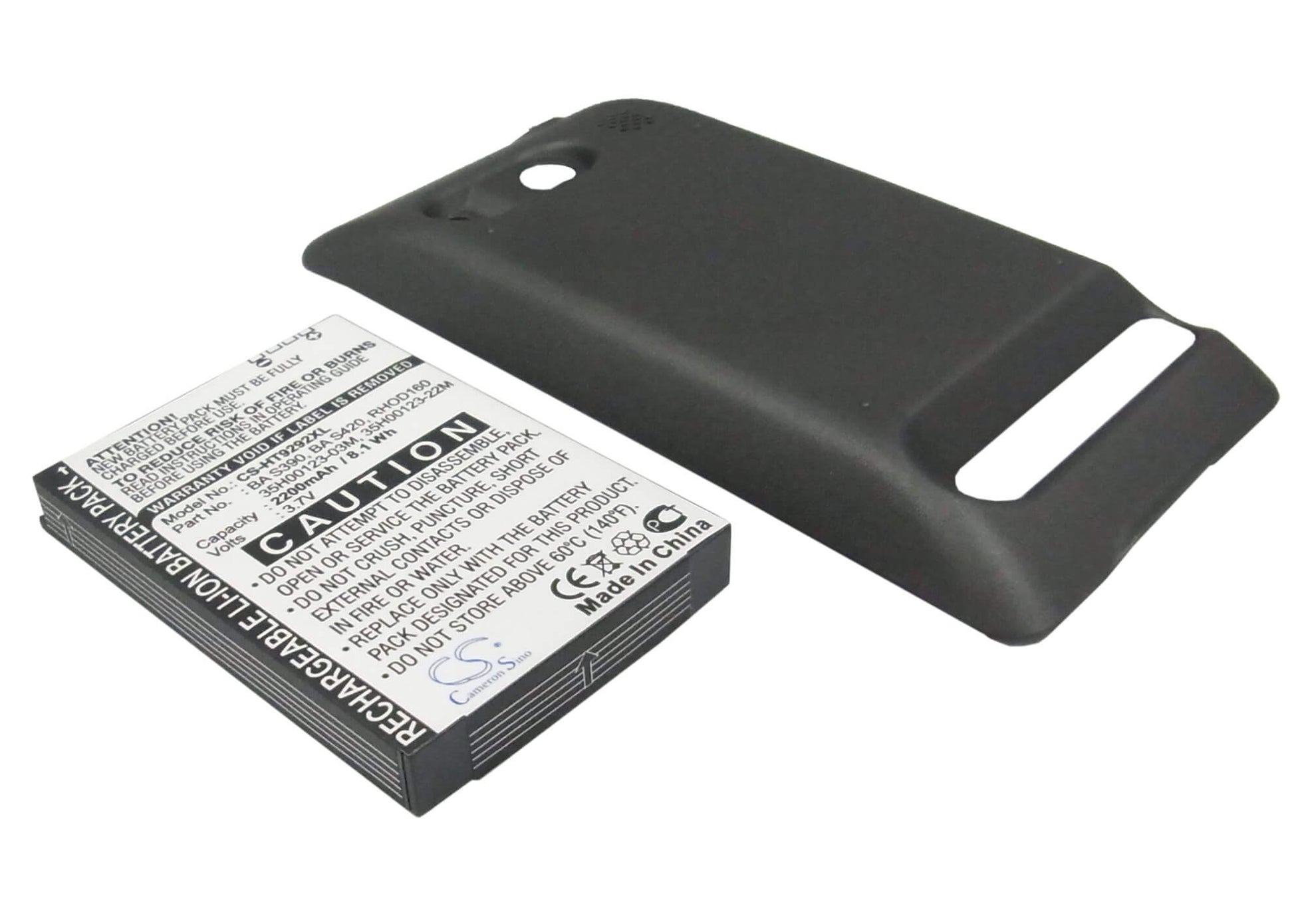 Black, 3.7V, 2200mAh, Li-ion Battery fits Sprint, A9292, Evo 4g, 8.14Wh