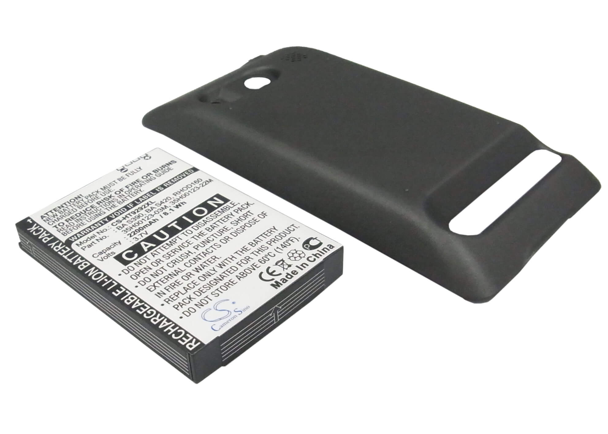 Black, 3.7V, 2200mAh, Li-ion Battery fits Sprint, A9292, Evo 4g, 8.14Wh