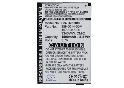 3.7V, 1500mAh, Li-Polymer Battery fits Palm, Drucker, Monk, 5.55Wh
