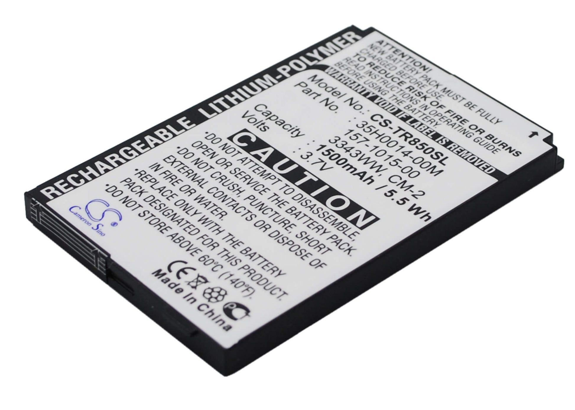 3.7V, 1500mAh, Li-Polymer Battery fits Palm, Drucker, Monk, 5.55Wh