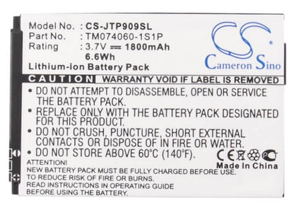 3.7V, 1800mAh, Li-ion Battery fits Jcb, Pro-smart, Toughphone Pro-smart, 6.66Wh