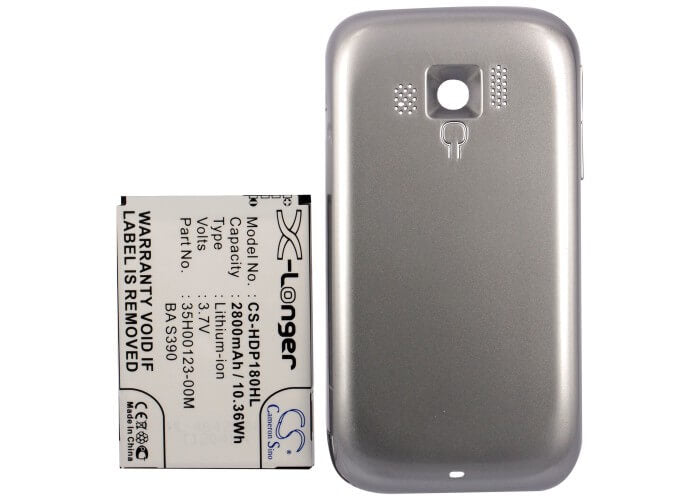 Silver, 3.7V, 2800mAh, Li-ion Battery fits Htc, Rhod100, T7373, 10.36Wh