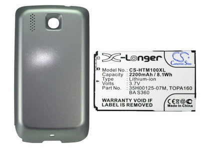 3.7V, 2200mAh, Li-ion Battery fits Htc, Mega 100, T3333, 8.14Wh