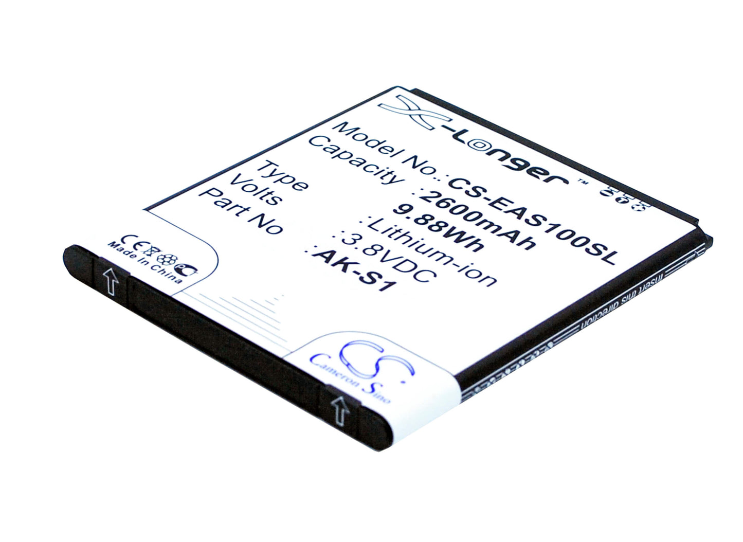 3.8V, 2600mAh, Li-ion Battery fits Emporia, Smart, Smart 1, 9.88Wh