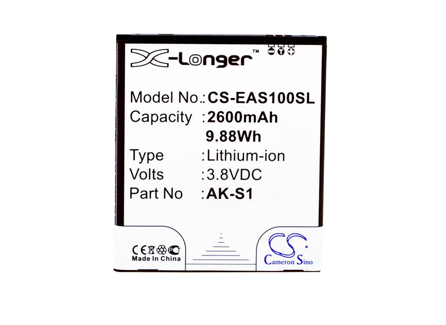3.8V, 2600mAh, Li-ion Battery fits Emporia, Smart, Smart 1, 9.88Wh
