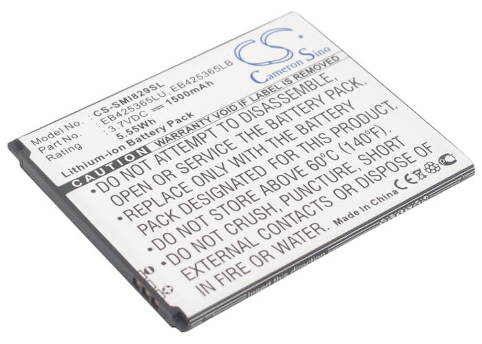 3.7V, 1500mAh, Li-ion Battery fits Samsung, Galaxy Duos, Galaxy Style Duos, 5.55Wh