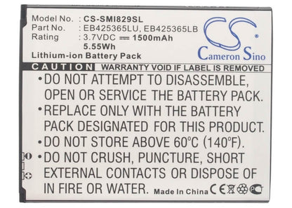 3.7V, 1500mAh, Li-ion Battery fits Samsung, Galaxy Duos, Galaxy Style Duos, 5.55Wh