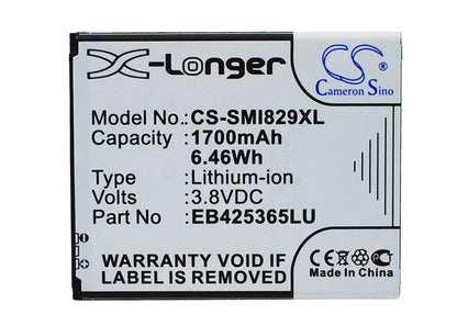 3.8V, 1700mAh, Li-ion Battery fits Samsung, Galaxy Duos, Galaxy Style Duos, 6.46Wh