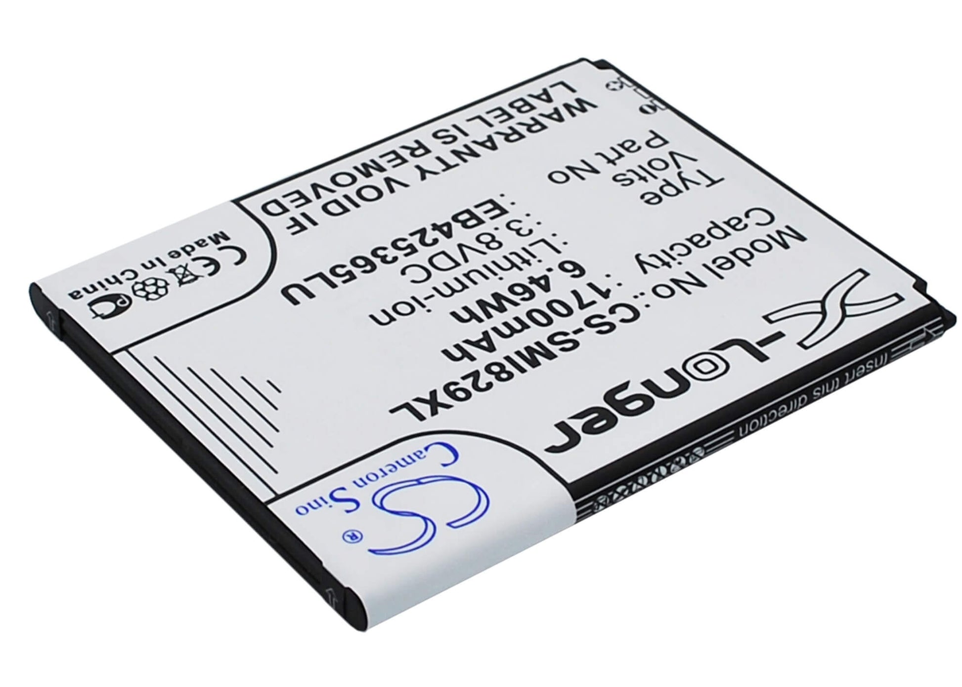 3.8V, 1700mAh, Li-ion Battery fits Samsung, Galaxy Duos, Galaxy Style Duos, 6.46Wh