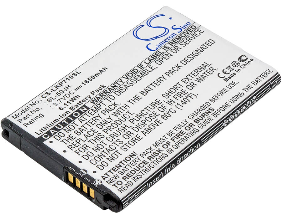 3.7V, 1650mAh, Li-ion Battery fits Lg, As870, D500, 6.105Wh