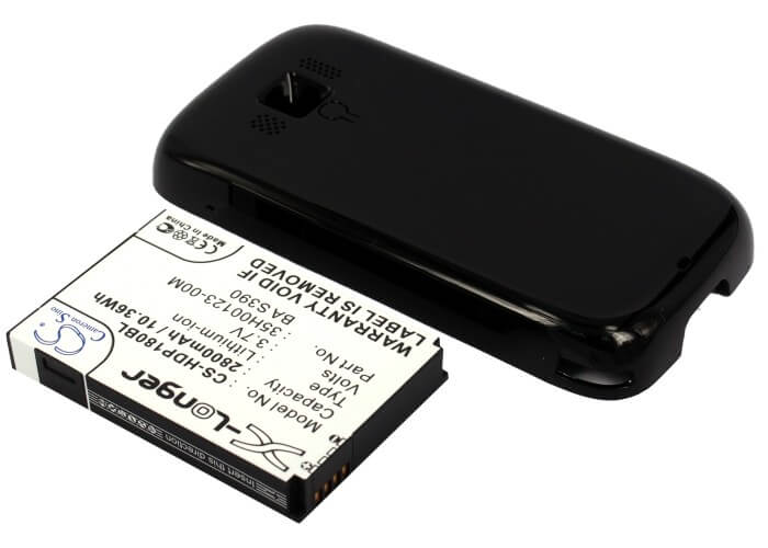 Black, 3.7V, 2800mAh, Li-ion Battery fits Htc, Rhod100, T7373, 10.36Wh