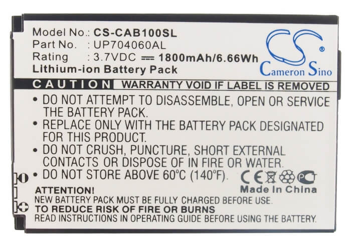 3.7V, 1800mAh, Li-ion Battery fits Cat, B10, 6.66Wh